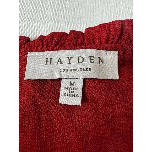 Hayden Women’s M Deep Red Tiered Ruffle Cami Romantic Boho Flowy Summer Top - Picture 5 of 6